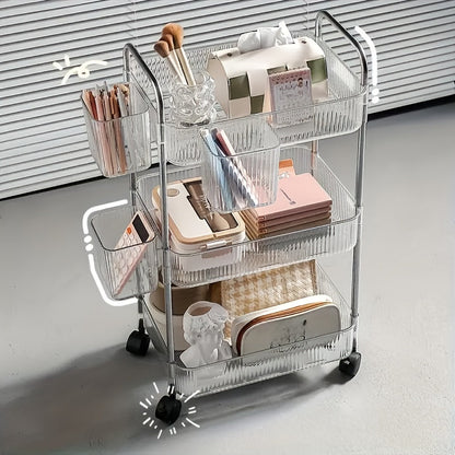 Rolling Storage Carts and Utility Carts shown in the 3 Layers + 4 Hanging Baskets option