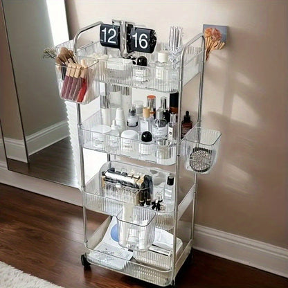 Rolling Storage Carts and Utility Carts shown in the 4 Layers + 5 Hanging Baskets option