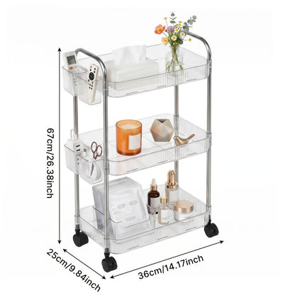 3-Tier Acrylic Rolling Storage Carts And Utility Carts with 360° Swivel for Living Room detail image - detail view 12
