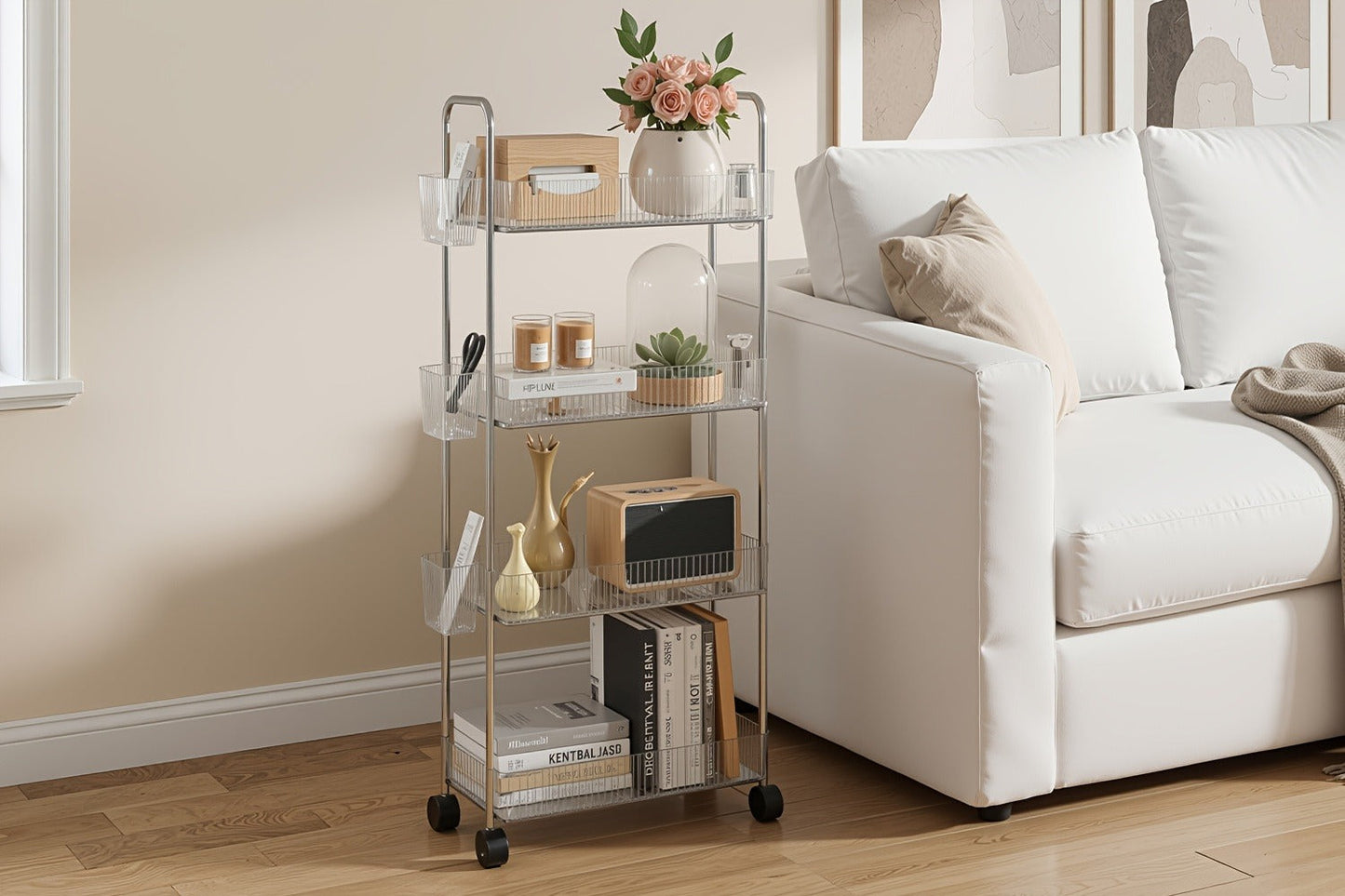 3-Tier Acrylic Rolling Storage Carts And Utility Carts with 360° Swivel for Living Room detail image - detail view 18