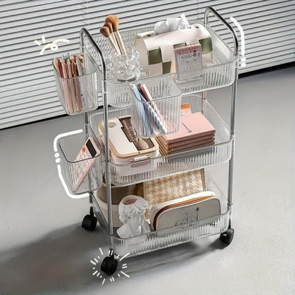 3-Tier Acrylic Rolling Storage Carts And Utility Carts with 360° Swivel for Living Room detail image - detail view 3