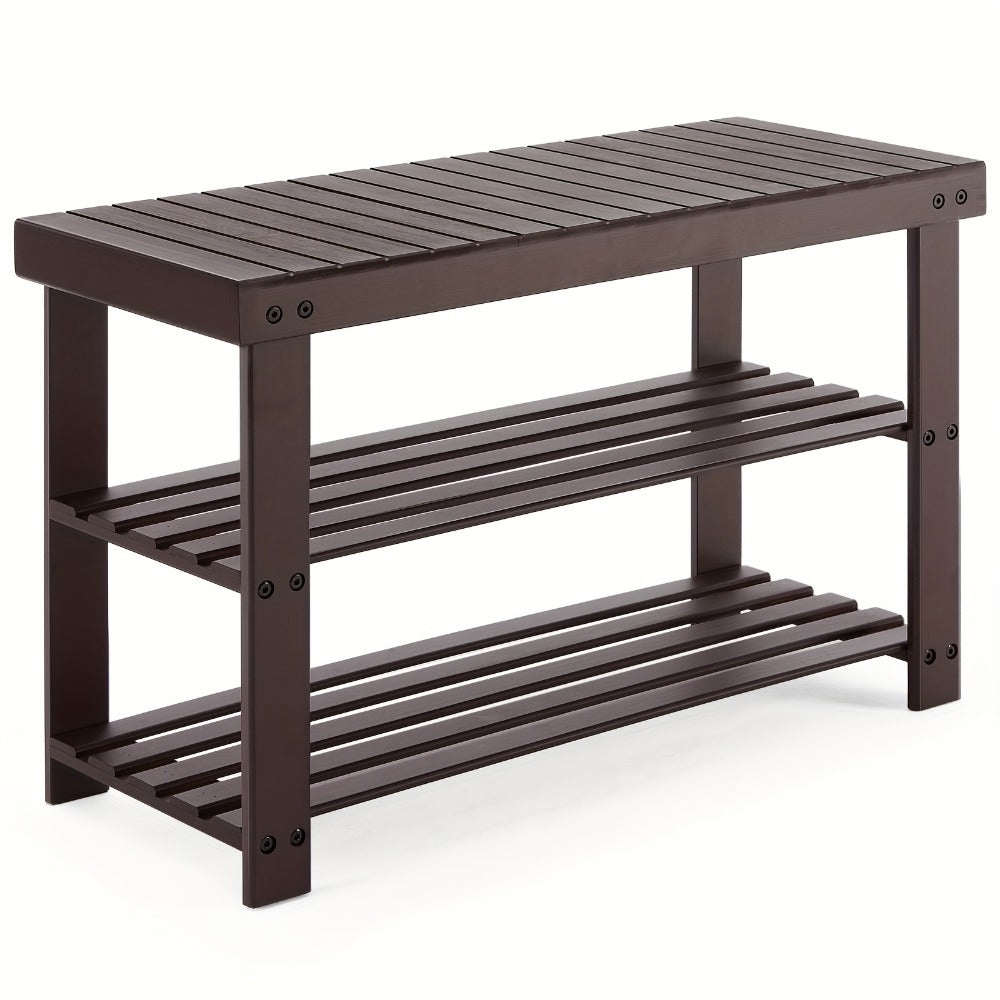 3-Tier Bamboo Shoe Rack, Closet Shoe Shelf for Organized Everyday Storage in Entryway detail image - detail view 5