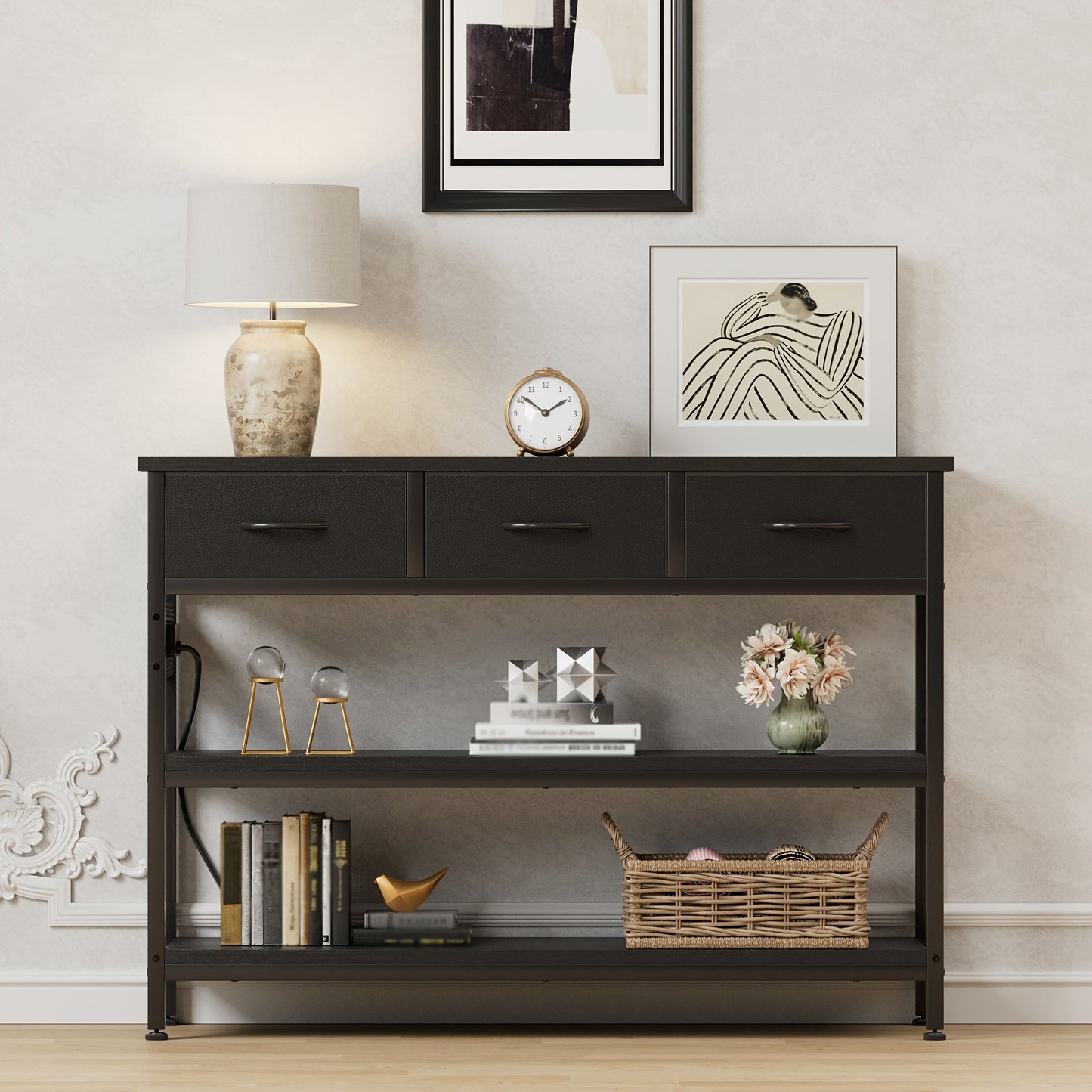 Console Table shown in the Black PU option