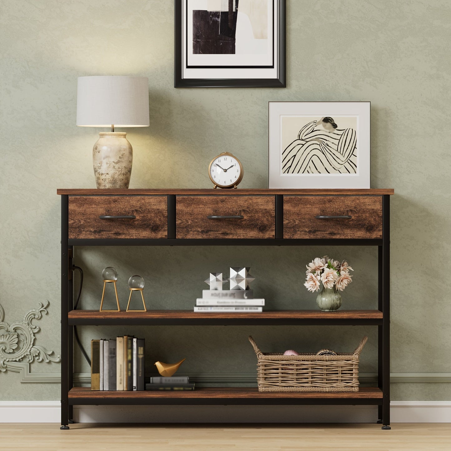 Console Table shown in the Brown option