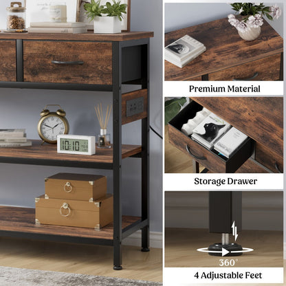 3-Tier Fabric Console Table with Charging Station for Work, Display, and Everyday Use detail image - detail view 11