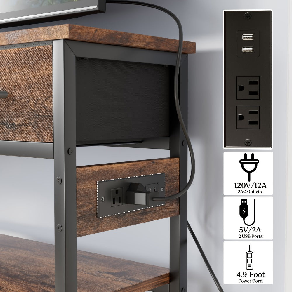3-Tier Fabric Console Table with Charging Station for Work, Display, and Everyday Use detail image - detail view 7
