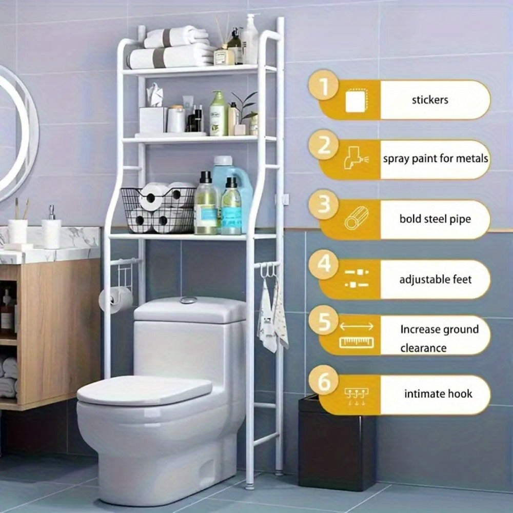 3-Tier Metal Over-the-Toilet Storage Organizer, Bathroom Space Saver detail image