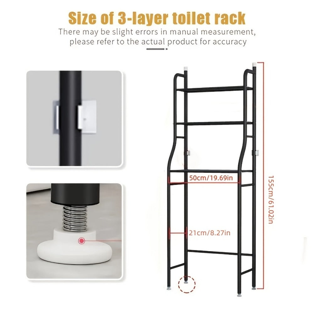 3-Tier Metal Over-the-Toilet Storage Organizer, Bathroom Space Saver detail image - detail view 3