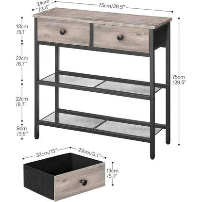 3-Tier Narrow Console Table with Open Shelves for Work, Display, and Everyday Use detail image - detail view 3