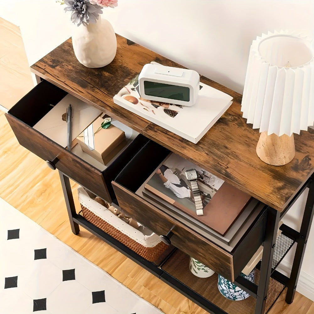 3-Tier Narrow Console Table with Open Shelves for Work, Display, and Everyday Use detail image - detail view 6