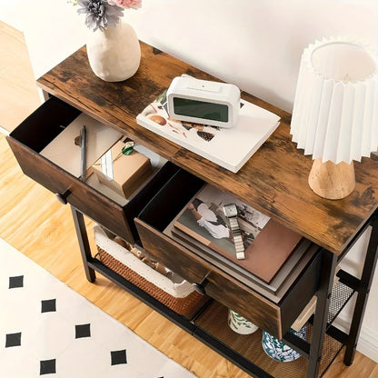 3-Tier Narrow Console Table with Open Shelves for Work, Display, and Everyday Use detail image - detail view 6