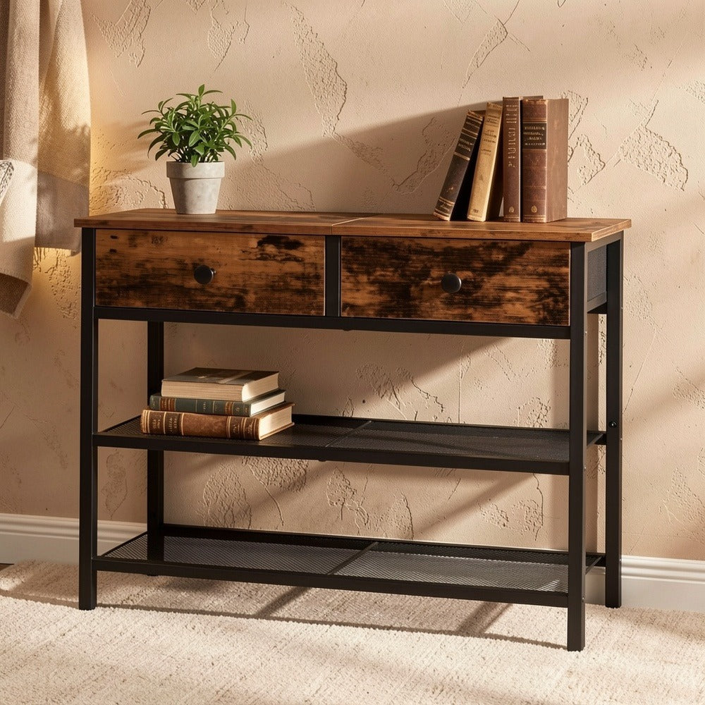 3-Tier Narrow Console Table with Open Shelves for Work, Display, and Everyday Use detail image - detail view 7