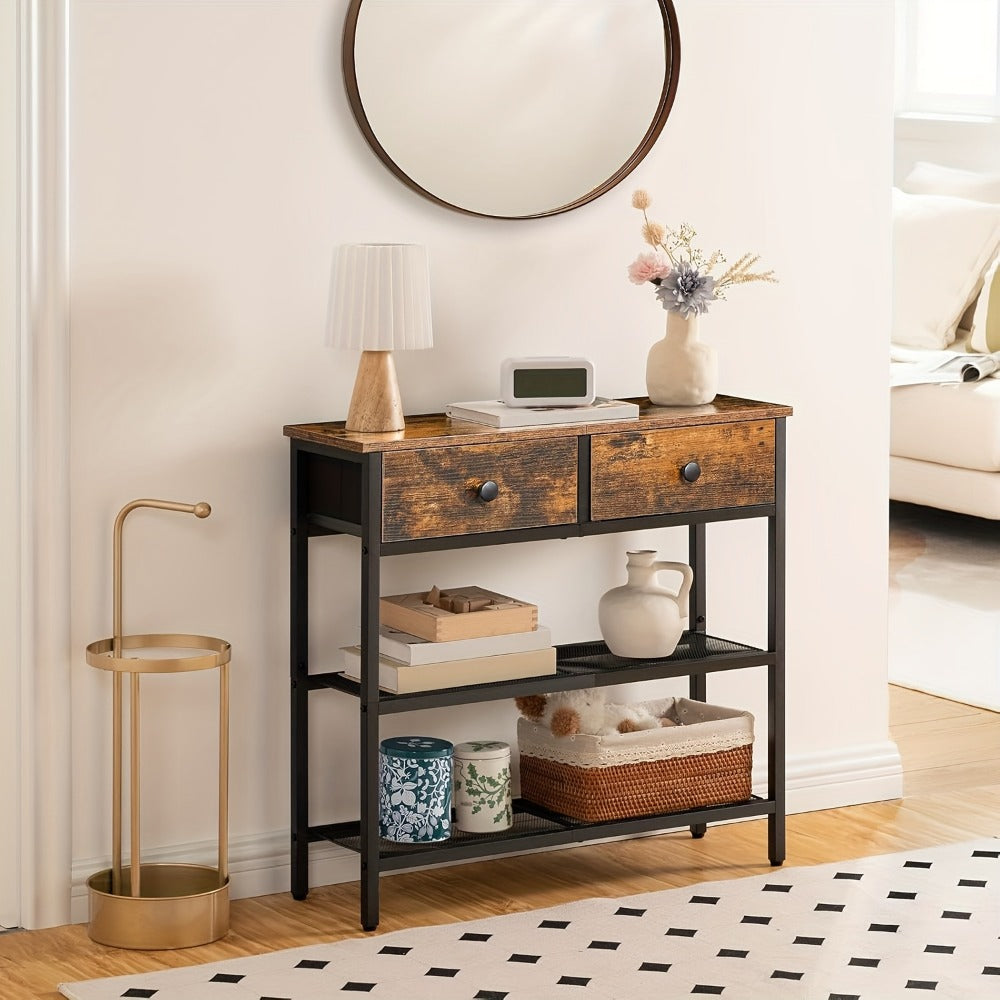 3-Tier Narrow Console Table with Open Shelves for Work, Display, and Everyday Use detail image - detail view 9