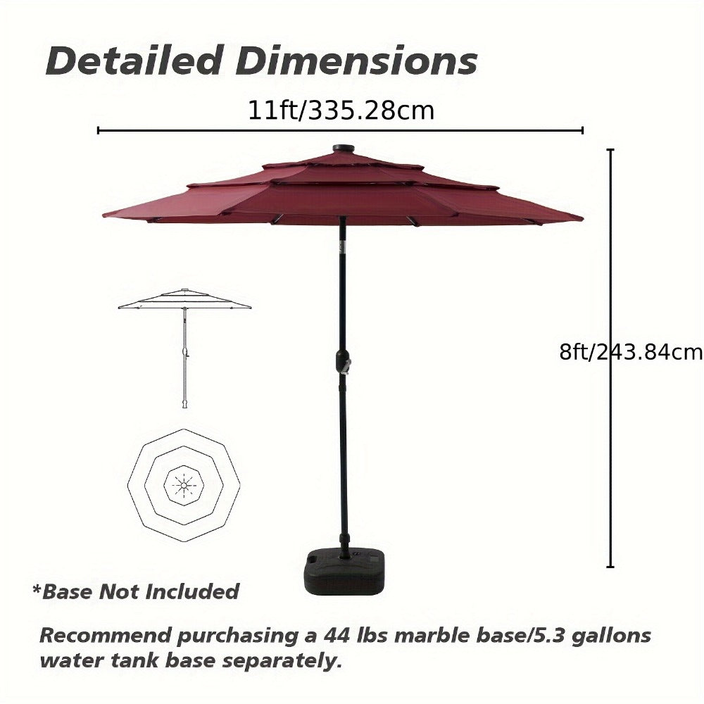 3-Tier Patio Umbrella, Backyard Sun Shade for Outdoor Shade and Protection detail image - detail view 10