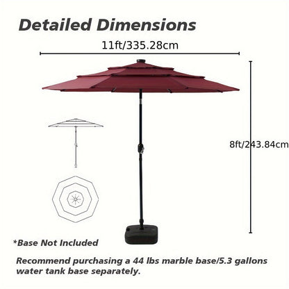 3-Tier Patio Umbrella, Backyard Sun Shade for Outdoor Shade and Protection detail image - detail view 10