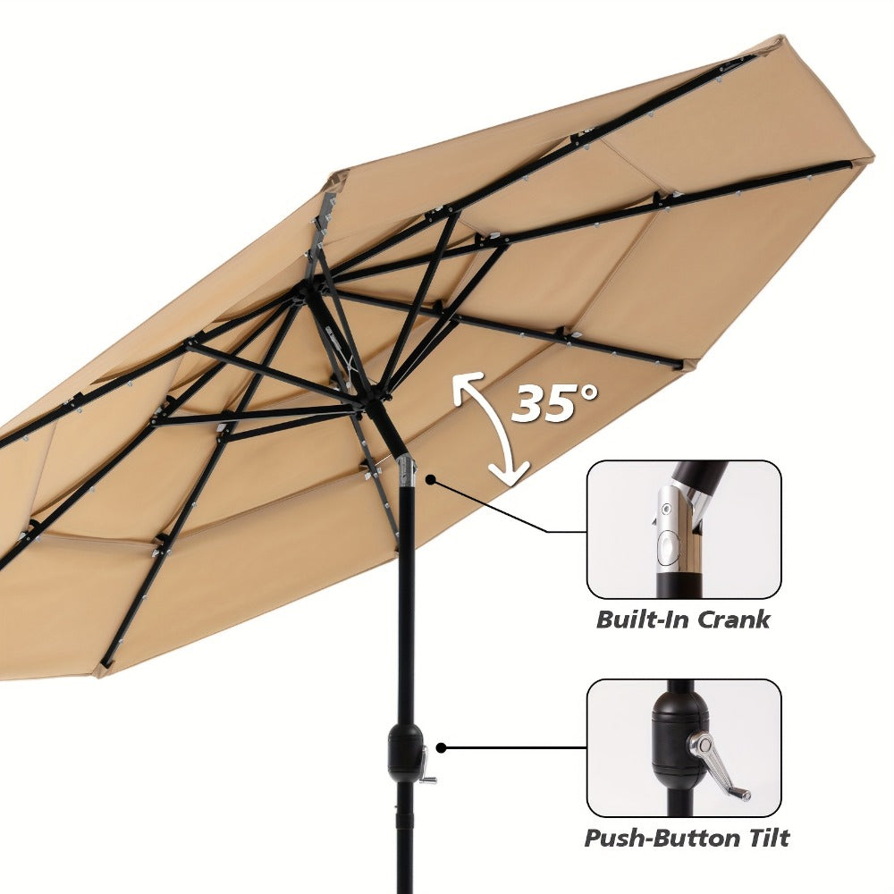 3-Tier Patio Umbrella, Backyard Sun Shade for Outdoor Shade and Protection detail image - detail view 12
