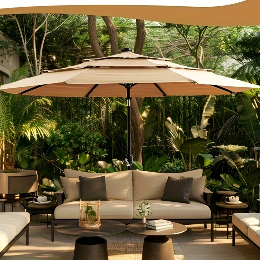 3-Tier Patio Umbrella, Backyard Sun Shade for Outdoor Shade and Protection detail image - detail view 6
