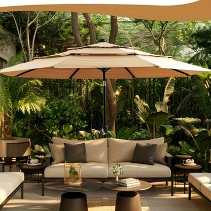 3-Tier Patio Umbrella, Backyard Sun Shade for Outdoor Shade and Protection detail image - detail view 6