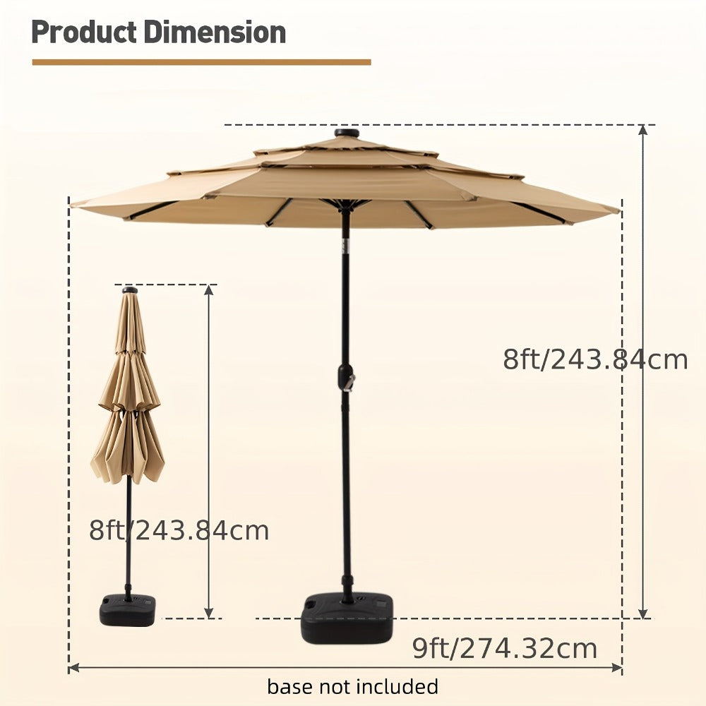 3-Tier Patio Umbrella, Backyard Sun Shade for Outdoor Shade and Protection detail image - detail view 8