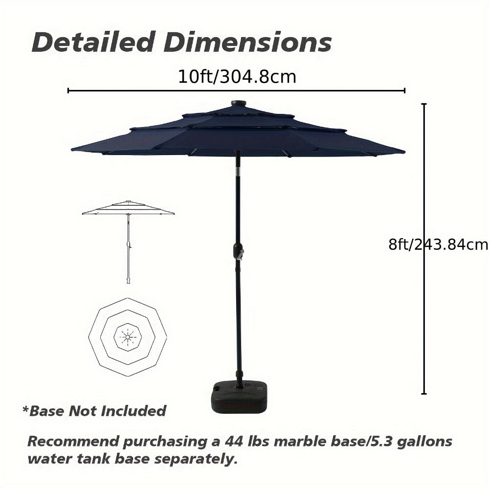3-Tier Patio Umbrella, Backyard Sun Shade for Outdoor Shade and Protection detail image - detail view 9