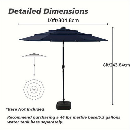 3-Tier Patio Umbrella, Backyard Sun Shade for Outdoor Shade and Protection detail image - detail view 9