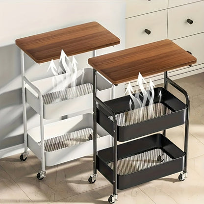 3-Tier Rolling Kitchen Cart with Rolling Wheels for Organized Everyday Storage detail image - detail view 7