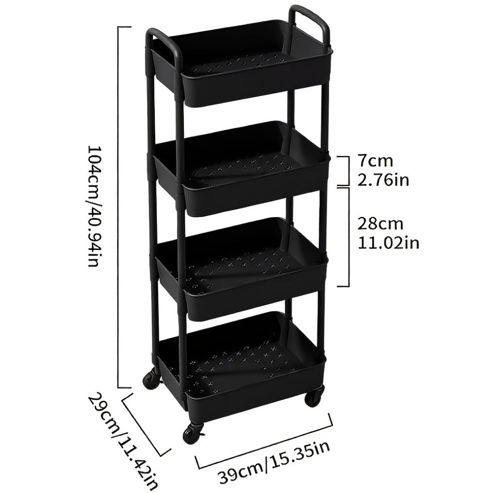 3-Tier Rolling Storage Cart with Storage Drawers and Locking Wheels for Living Room detail image - detail view 10
