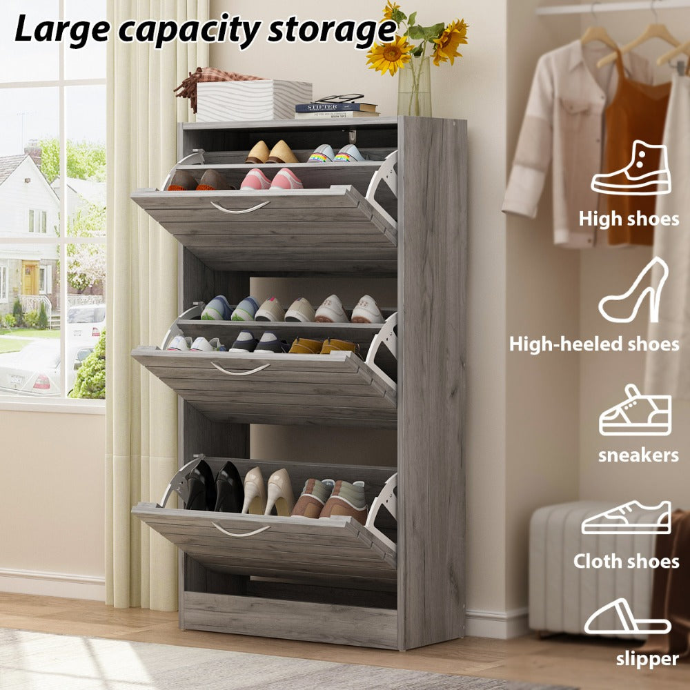 3-Tier Shoe Cabinet, Entryway Shoe Organizer for Organized Everyday Storage detail image - detail view 5