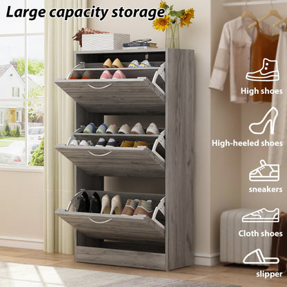 3-Tier Shoe Cabinet, Entryway Shoe Organizer for Organized Everyday Storage detail image - detail view 5