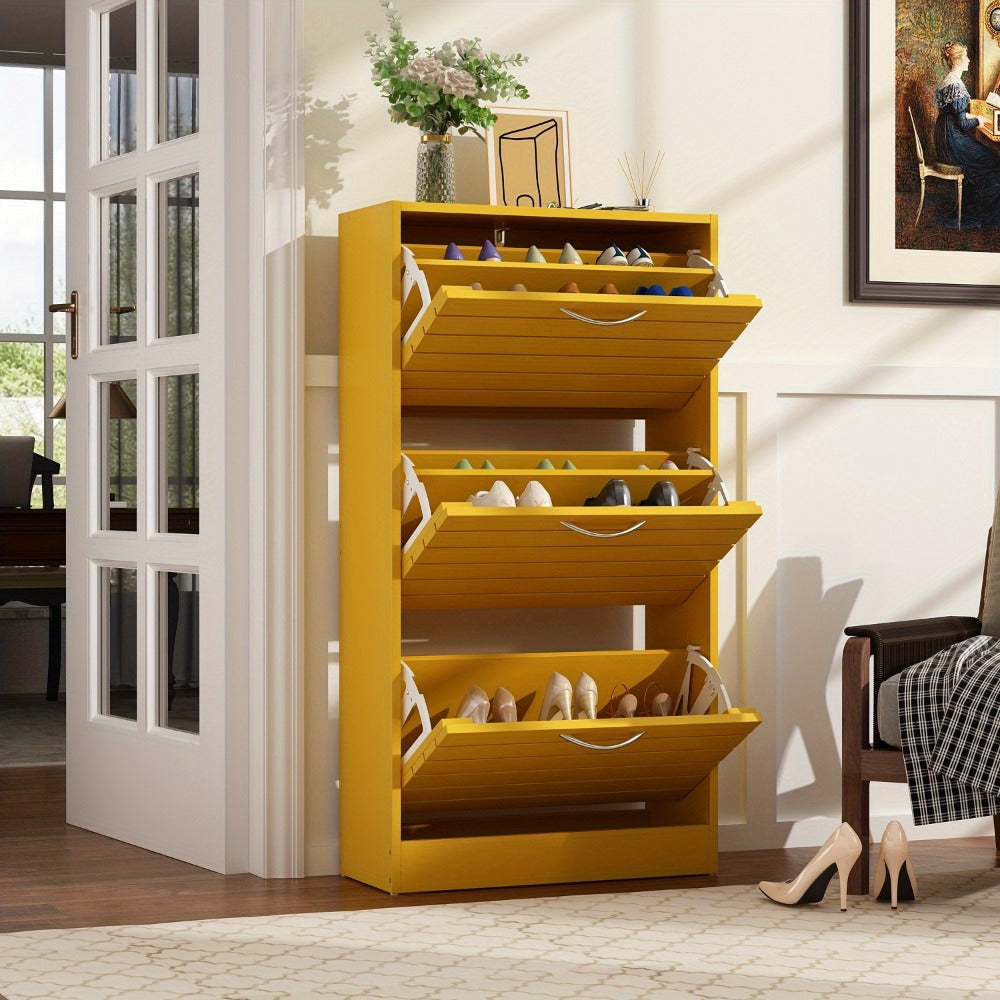 3-Tier Shoe Cabinet, Entryway Shoe Organizer for Organized Everyday Storage detail image - detail view 7