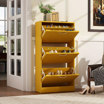 3-Tier Shoe Cabinet, Entryway Shoe Organizer for Organized Everyday Storage detail image - detail view 7