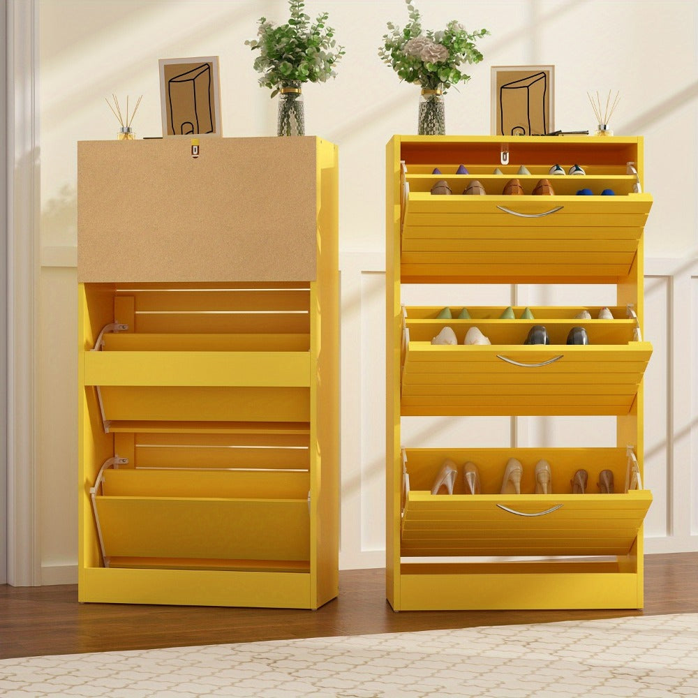3-Tier Shoe Cabinet, Entryway Shoe Organizer for Organized Everyday Storage detail image - detail view 8