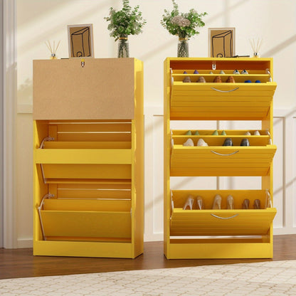 3-Tier Shoe Cabinet, Entryway Shoe Organizer for Organized Everyday Storage detail image - detail view 8