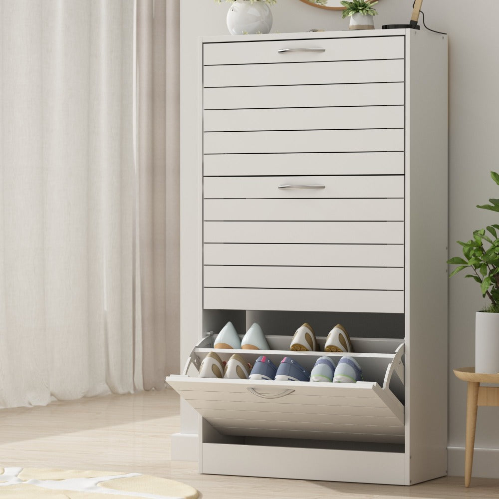 3-Tier Shoe Cabinet, Entryway Shoe Organizer for Organized Everyday Storage detail image - detail view 9