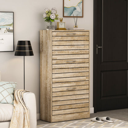 Shoe Cabinet, 3-Tier Shoe Storage Cabinet with 3 Flip-Down Drawers Ventilated Louver Doors shown in the main product view