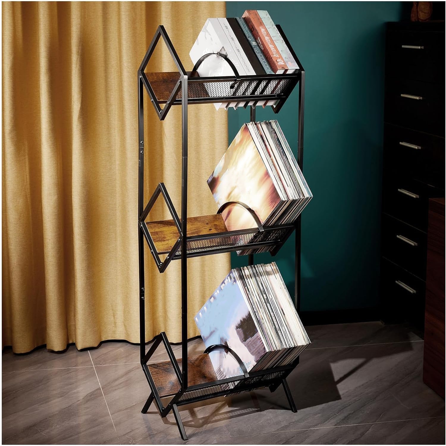 Vinyl Record Storage and Display shown in the Black option