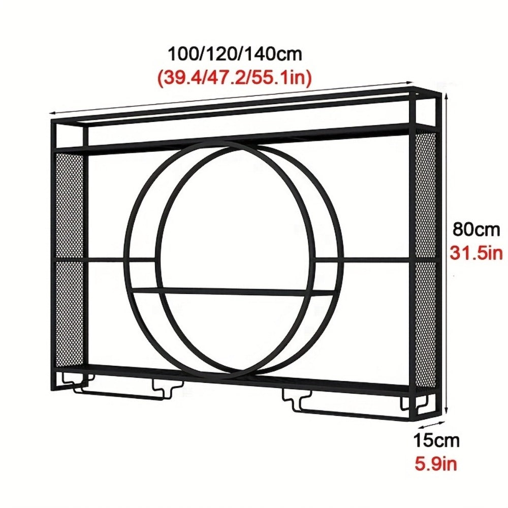 3-Tier Wall-Mounted Wine Rack with Wine Glass Holder for Living Room detail image - detail view 5