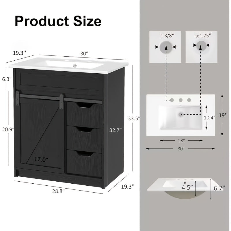 Bathroom Vanity shown in the Black Vanity Set (w/Sink) option