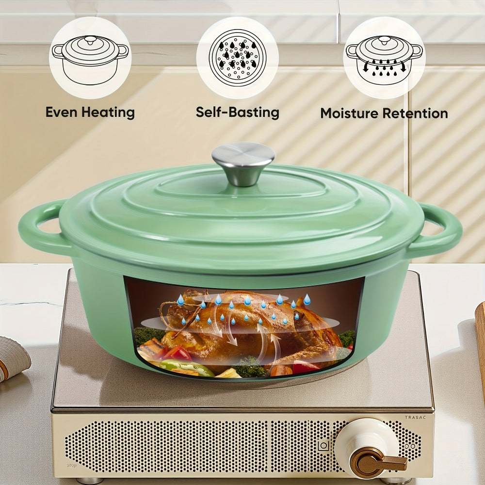 Dutch Oven Cookware by Uyi, 4.5QT Enameled Cast Iron Pot with Lid, Dual Handles and Four Color Options