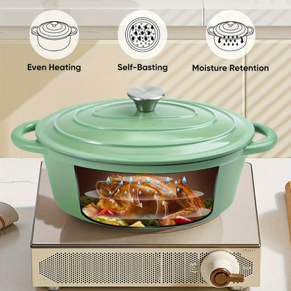 Dutch Oven Cookware by Uyi, 4.5QT Enameled Cast Iron Pot with Lid, Dual Handles and Four Color Options
