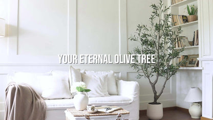 Artificial Olive Tree Indoor 5FT 6FT 7FT 8FT Potted Faux Olive Tree with Lifelike Trunk Branches Silk Leaves Fruits – Large Fake Plant for Living Room Office Home Decor
