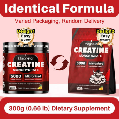 Creatine Monohydrate Powder 5000mg Per Serving - Pineapple Flavor, No Artificial Sweeteners - Strength, Power & Focus Support - 300g, 60 Servings Pre-Workout Supplement