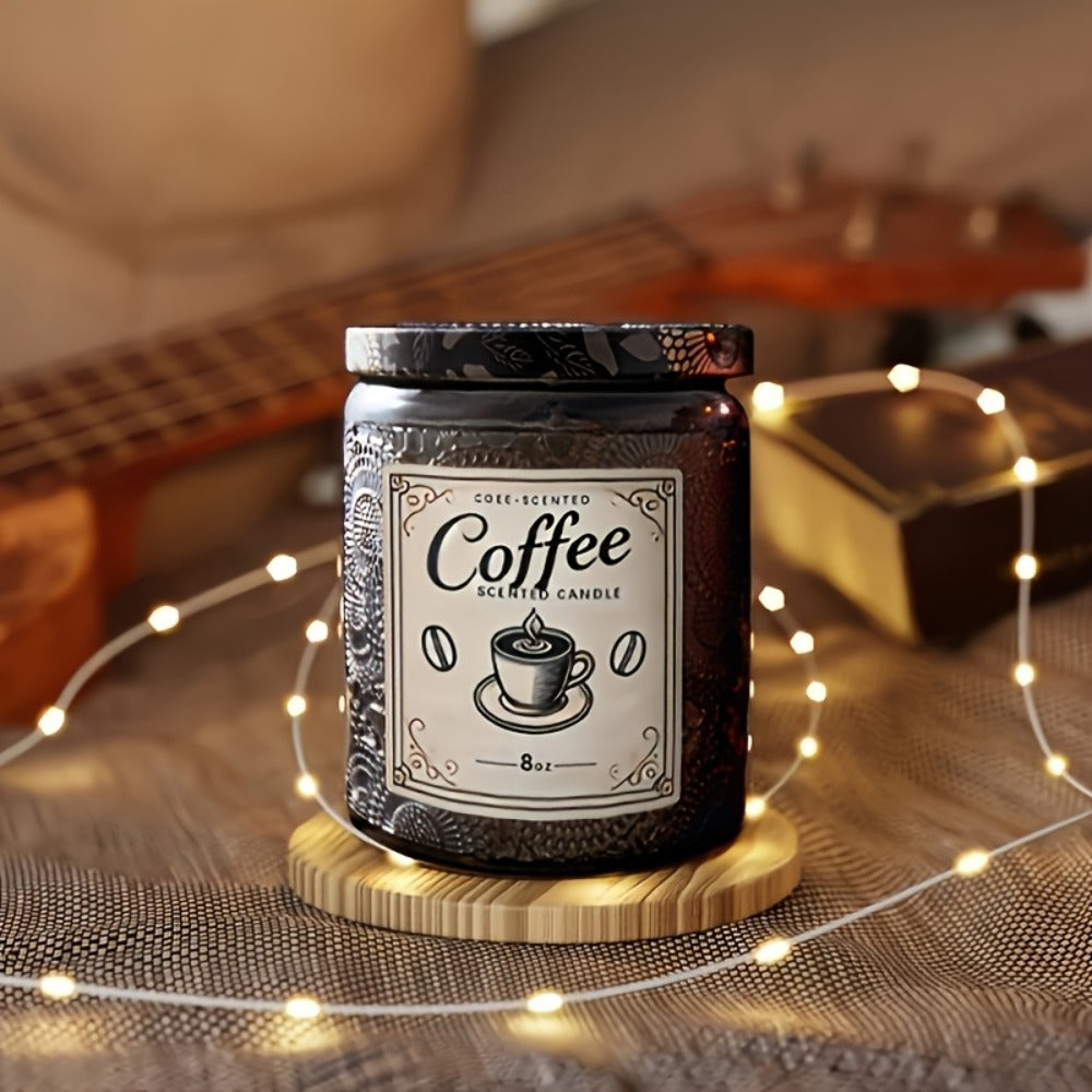 8oz Oval Glass Jar Candle with Ribbon Detail in Rose Sandalwood, Eucalyptus Mint or Coffee Bliss