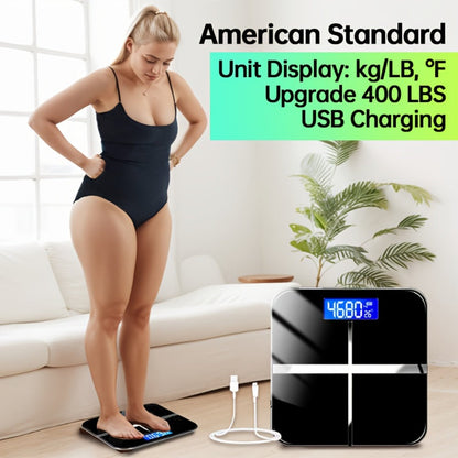 Square Digital Bathroom Scale in Black or Pink with Basic, No-Battery and USB-Charging Options
