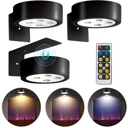Three-Pack Battery-Operated Picture Lights with Magnetic Mounts, Remote Control and Timer Settings