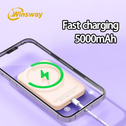 Magnetic Power Bank 5000mAh Mini Wireless Charging PD & QC 3.0 Fast Charge Colorful Portable Charger for iPhone 17 16 15 14 13 MagSafe Compatible