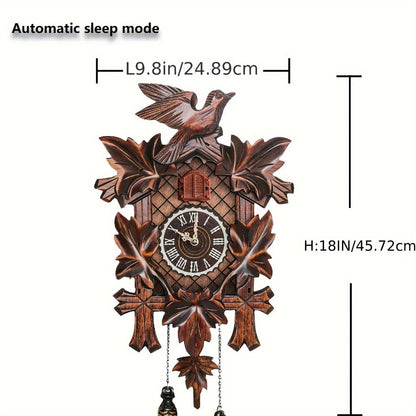 Cuckoo-Style Decorative Wall Clock with Pendulum and CL010 or CL303 Brown Wood-Look Model Options