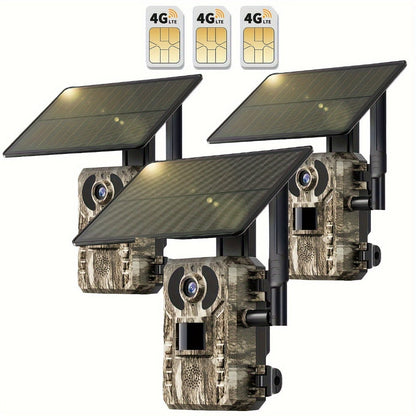 4G LTE Solar Trail Camera with App Alerts, Live View and Built-In SIM in One- to Four-Camera Packs
