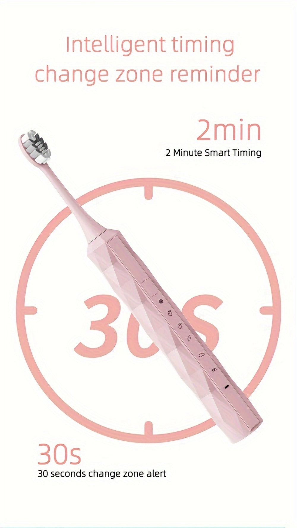 Electric Toothbrush with IPX8 Rating, Five Brush Heads, Metal Handle, USB Charging and Two-Minute Timer