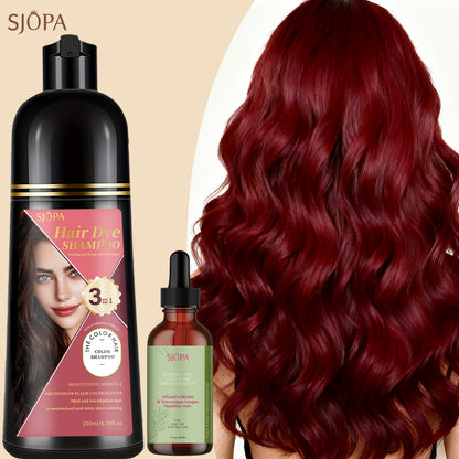 Hair Color Shampoo, SJOPA 3-in-1 Bottle-and-Dropper Set with 10 Rose, Brown, Purple and Black Color Options